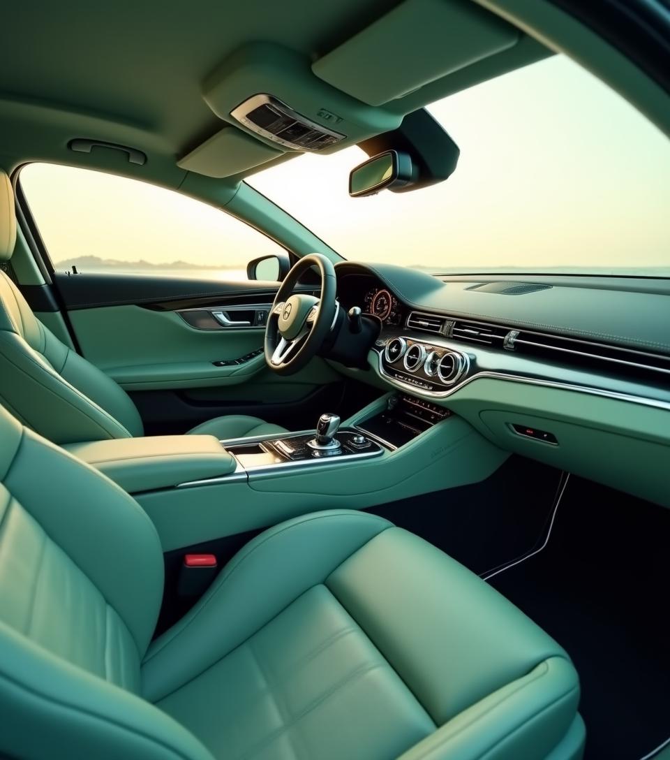 Interior de coche de lujo perfectamente detallado en Madrid